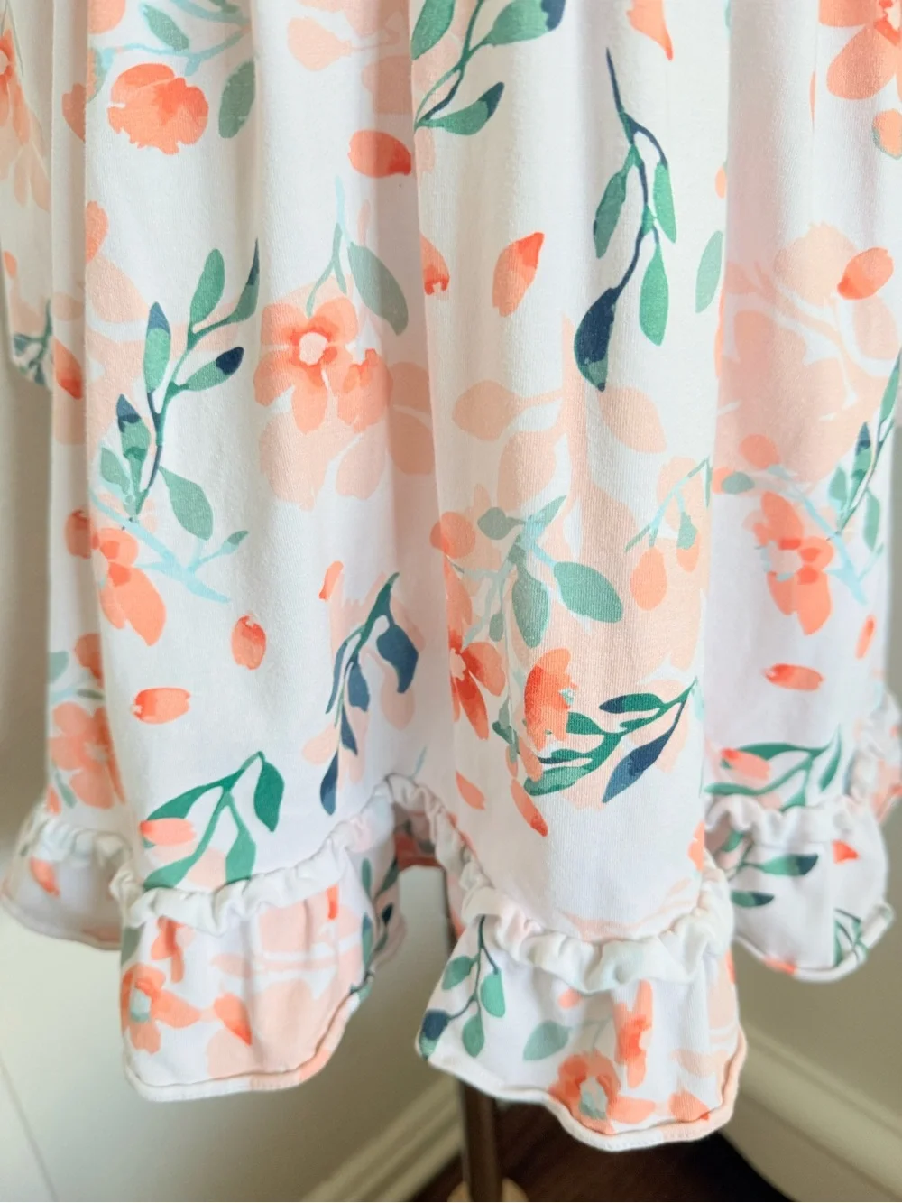 STITCHY-FISH Girls 3T Peach Floral Ruffle Collar Long Sleeve Dress